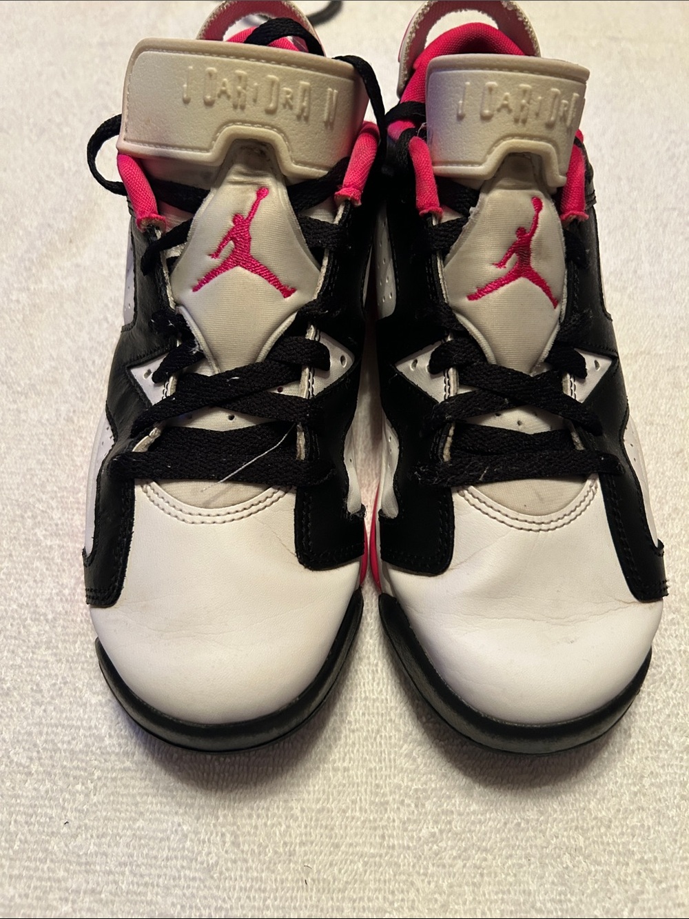 Jordan Kids Black White Pink Retro Basketball Sneakers